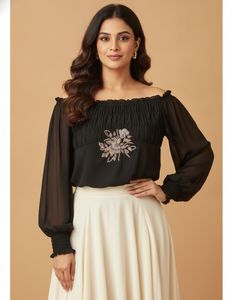 Elegant Black Embroidered Blouse