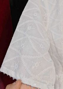 Elegant White Chikankari Kurta cum gown