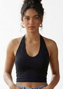 H&M Black Halter Neck Crop Top (S)