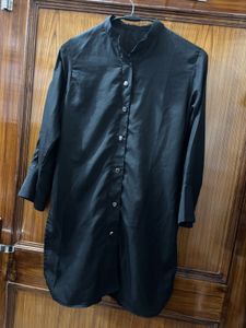 Elegant Black Tunic Shirt Dress