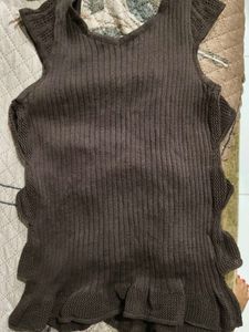 Brown Ruffled Knit Top