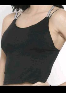 Black Padded Tank with Silver Straps