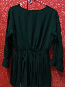 Stylish Dark Green Button-Up Tunic