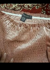 Smocked Velvet Off-Shoulder Top