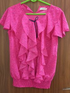 Chic Ruffled Pink Polka Dot Top