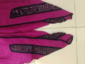 Elegant Black Kurta with Pink dhoti salwar.