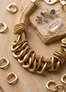 New Chunky Gold Tone Statement Necklace
