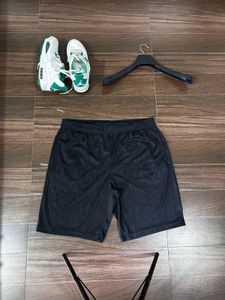 Men's Black Patterned Athletic Shorts