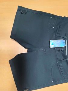 Black Fitted shorts with Button Detail