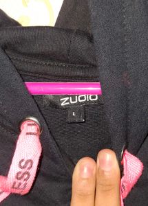 Black Hoodie Dress with Pink Accents