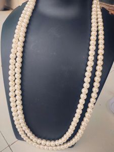 White Fresh Water Pearl Necklace Double Layered