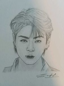 Pencil Portrait Sketch of BTS member Jungkook