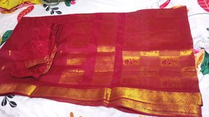 Elegant Red &amp; Gold Silk Saree