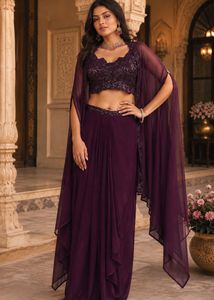 Designer Lehenga Choli Set wine color