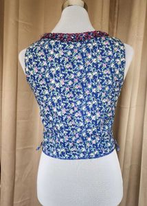 Floral Print Button-Up Vest Top