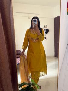 Elegant Yellow mustard Kurta Set with Dupatta