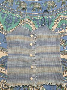 y2k Striped Button-Up Crop Top
