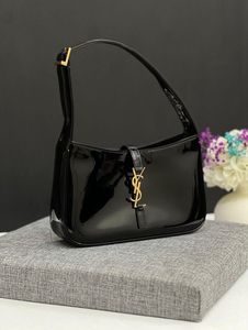 Saint Laurent Black Patent Leather Hobo Bag