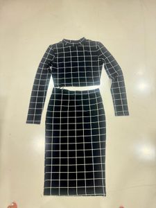 Stylish Grid Print Two-Piece Set