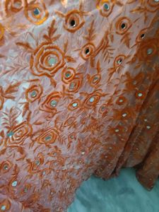 Beautiful Orange Embroidered Lehenga Set