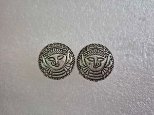 Tribal Face Round Earrings - Unused