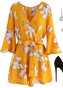 V-Neck Floral Print Dress