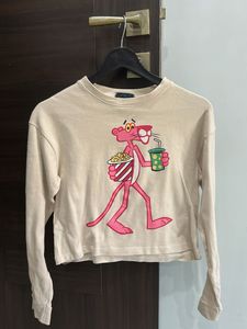 Pink Panther Graphic Long Sleeve Crop Top
