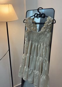 Cream Ruffle Tiered Dress