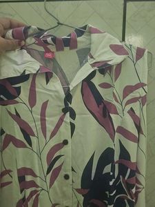 Stylish Leaf Print Button-Up kurti Dress and tunic