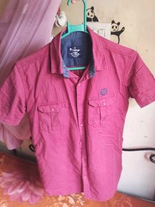 Men's Maroon Short Sleeve Shirt