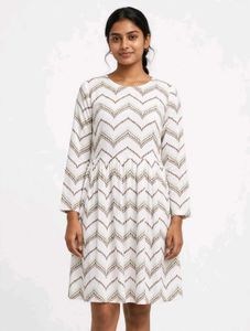 Stylish White Kurta with Chevron Print