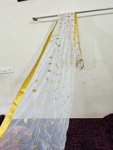White And Golden Color Duppatta