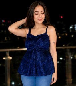 Stunning Blue Velvet Party top