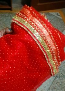 2 Red Colored Mata Chunri/Dupatta/Stall