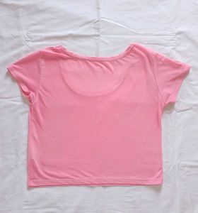 Women's Pink Cropped T-Shirt