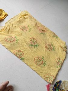 Vibrant Yellow Floral Print skirt and odhni