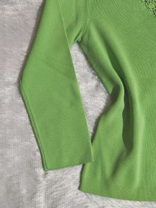 Lime Green V-Neck Knit Top