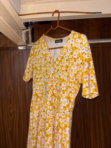 yellow shot frocks for women