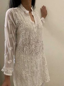 Designer White Chikankari Embroidered Kurta
