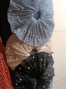 pearl beaded organza ruffle scrunchie fancy hair b