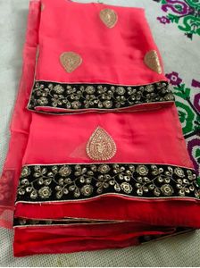 Stunning Pink Embroidered Saree