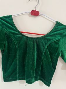 Emerald Green Velvet Blouse