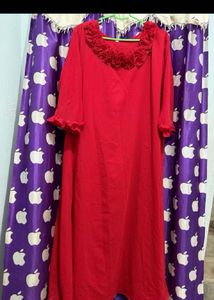 Stunning Red Floral Neckline Maxi Dress