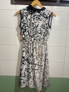 Chic Sleeveless Black &amp; White Print Dress