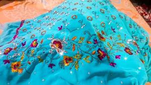 Embellished Blue Saree