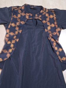 Black Designer Kurta with Golden Print Coty Style