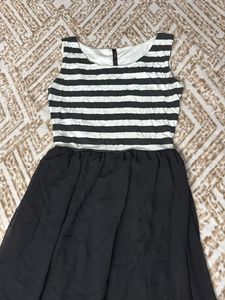 Black N White Striped Gown