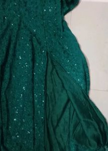 Stunning Emerald Green Sequined Ethnic Gown