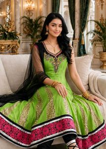 Stunning Green Anarkali Kurta Set
