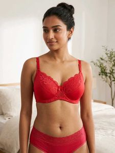 Red Lace Trim Bra